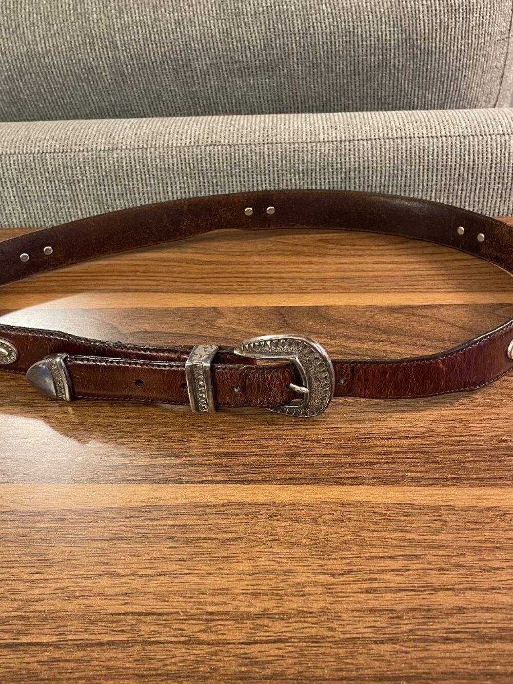 Greg Norman Shark teeth Mens Golf Belt 36 Full Grain Latigo Leather Rare